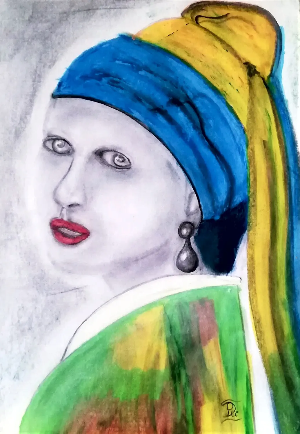 Meisje met blauwe hoofddoek
